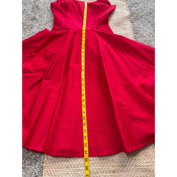 Tailor & Twirl Tatyana Red Retro Fit and Flare Midi Dress Straps Small - Picture 4 of 6